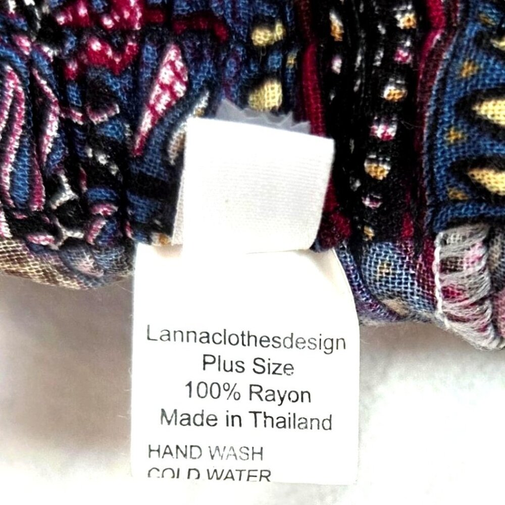 Lanna Bohemian Boho 70s Style Printed Smocked Halter Beach Midi Dress Size L/XL - Picture 7 of 8